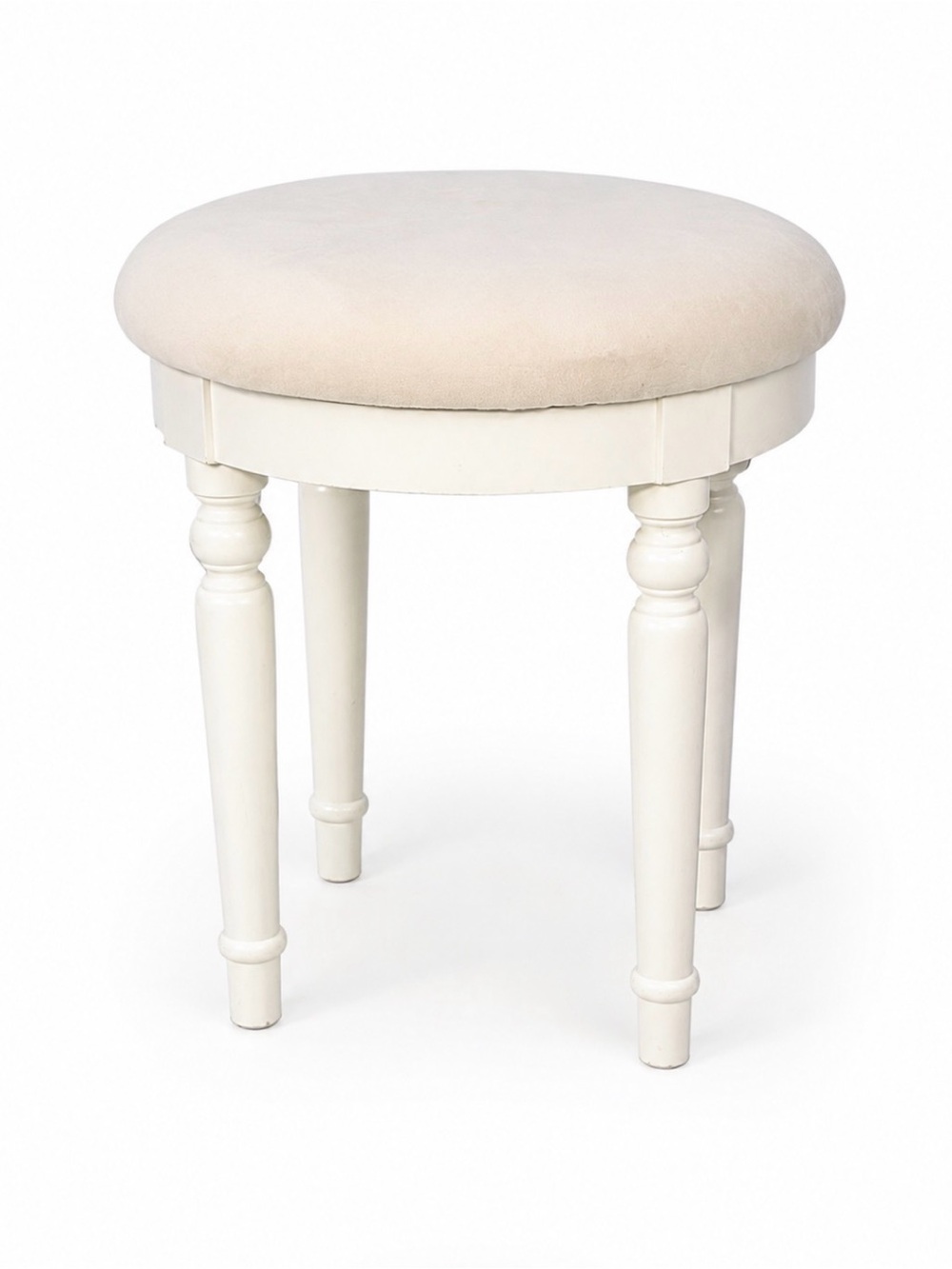 Cream Round Vanity Stool with Turned Legs
